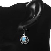 Synthetic Opal Round Celtic Knot Silver Earrings - e400